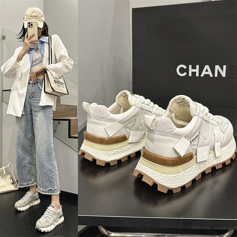 老爹华夫阿甘鞋女平底2024春季新款韩版百搭学生跑步运动鞋潮,女鞋休闲鞋,电商A223