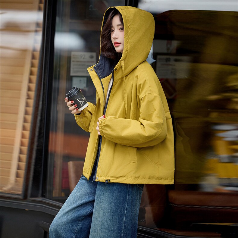 新款工装冲锋衣夹棉短外套2025年冬季小个子连帽休闲夹克,女装棉衣/棉服,贝蕾酷儿