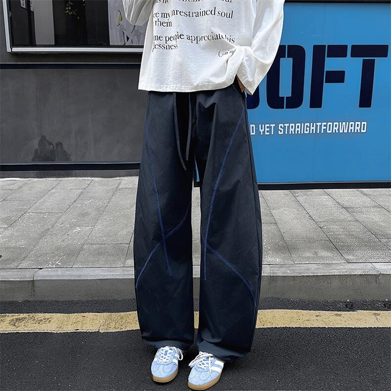 新款撞色哈苏线防泼水防风户外运动大码弯刀裤男K24105-特P25控58图片