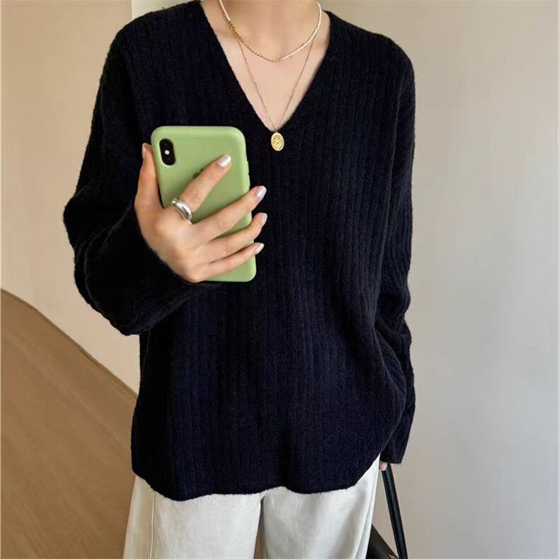 毛衣女套头秋冬宽松针织打底短款显瘦保暖针织衫,针织衫/毛衣,锦瑟羊绒