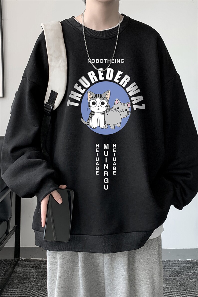 圆领卫衣男大码加厚加绒长袖t恤男S6160-P28加绒款-P33,男装卫衣,电商A040