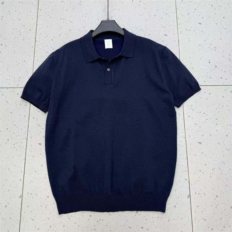 老钱风新款翻领冰丝针织短袖POLO衫高级感上衣H9120/P50特,男装T恤,电商A243