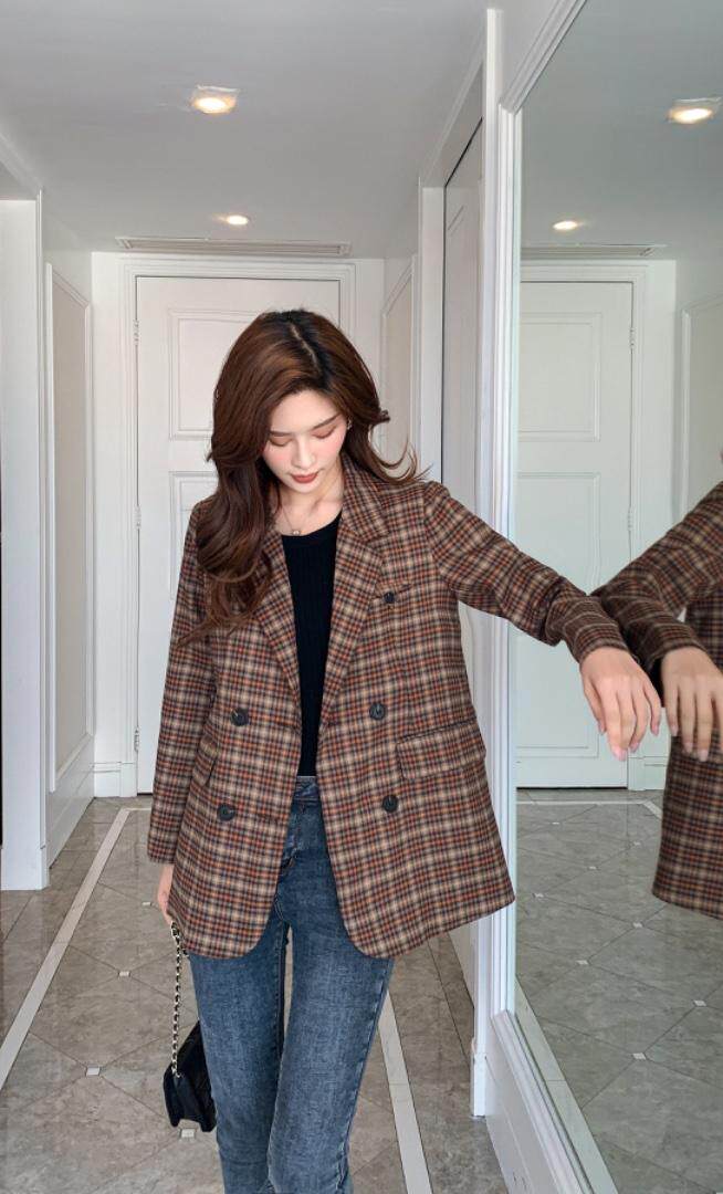 2021春装新款格子西装20307#，女装西装，樱·之秀