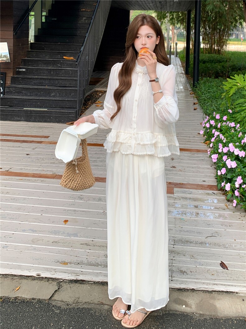 超仙时尚防晒套装女2026春夏新款半透减龄显瘦流行阔腿裙裤两件套,女装套装/套裙,衣秀之家