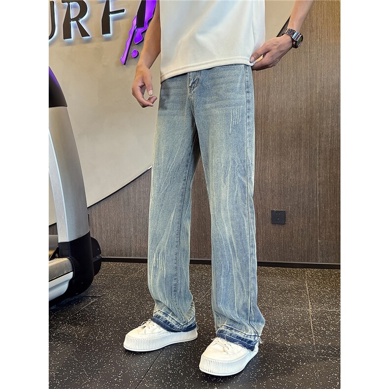 设计感直筒牛仔裤男女同款裤子男裤新款春秋季休闲裤AM221P48,男装牛仔裤,星座1013-5
