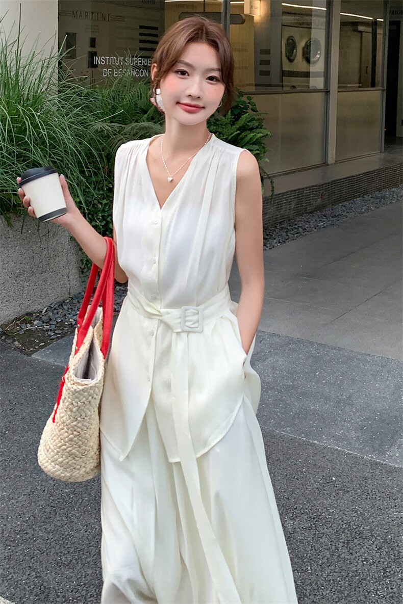高级感御姐气质v领马甲半身裙两件套女2025夏季新款法式收腰显瘦,女装套装/套裙,浙宝305