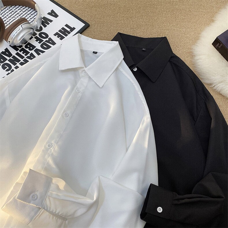 25年春季纯色衬衫长袖大码宽松落肩现货DS-C323-1-2006-特批28，男装衬衫，电商C323-1