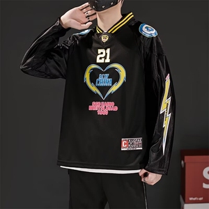 新款美式复古风宽松长袖球衣T恤  FW13 P40图片