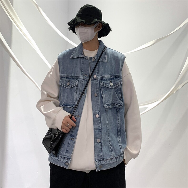 牛仔马甲男韩版潮流高街帅气2025秋季新款ins宽松外套W4706-P52，男装背心/马甲，星座412