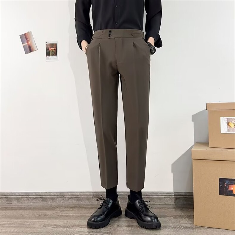 休闲坠垂感痞帅小西裤男士轻熟风商务免烫直筒阔腿黑色西装裤K29，男装西服套装，星座1116A-2（原606A-1）