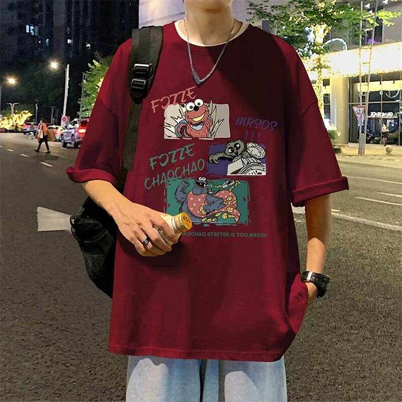 T833港风潮牌高街美式短袖T恤男夏季新款宽松重磅纯棉体恤图片