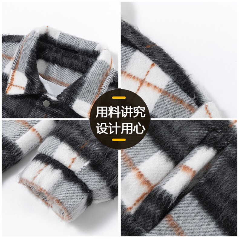 短款加厚毛呢大衣男风衣格纹小香风西装外套JK2183-P90加棉P100,男装西服套装,星座210-1