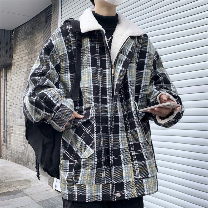 羊羔毛加绒加厚棉服外套男冬季百搭情侣棉衣M166P115控148,男装棉衣,电商A157