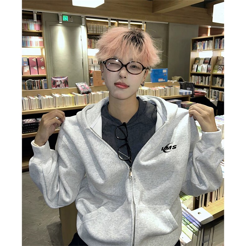 抖音得物高品质350克秋冬双头双拉链卫衣开衫外套AW7407,女装短外套,电商A443