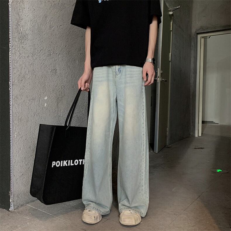现货浅蓝色复古直筒牛仔裤设计款潮人款男裤长期有货559P38,男装牛仔裤,星座902A