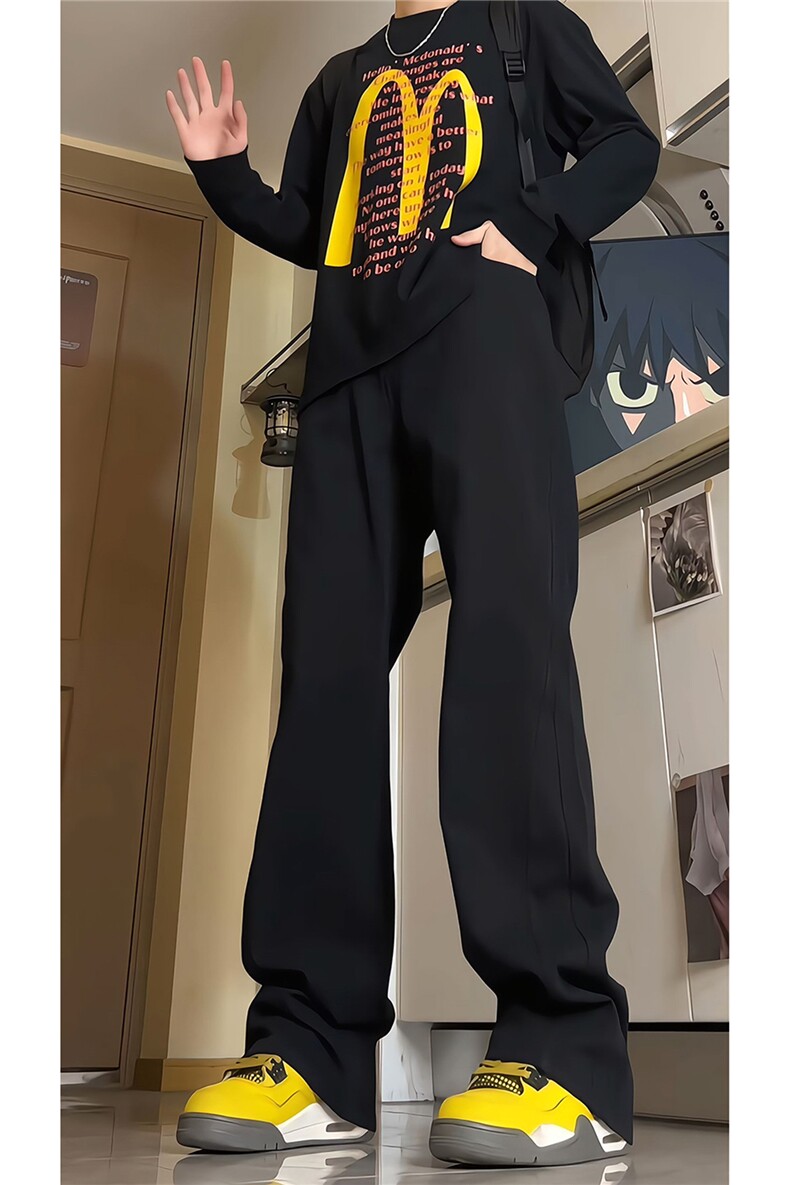春季美式微喇牛仔裤男款vibe风高街直筒裤休闲裤子潮牌KZ002P55,男装牛仔裤,电商B312