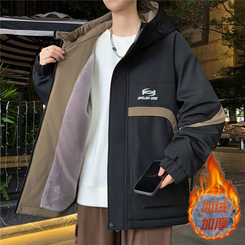 数据款秋冬季加绒加厚青少年连帽夹克男潮牌设计感外套JK8802-P75,男装夹克,星座301D(原星座1004-8）