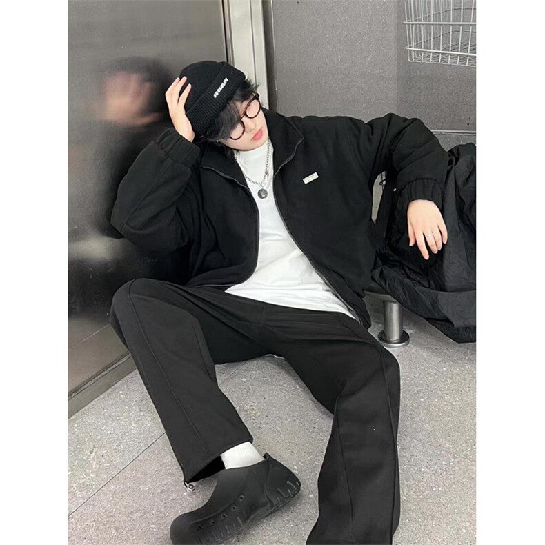 冬季简约纯色立领加厚加棉外套男生百搭宽松帅气休闲夹克J809,男装夹克,星座1116A（原606A-3）