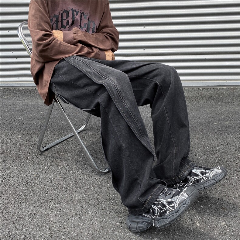 2024秋季新款美式高街牛仔裤宽松直筒裤子B315-K23405-p65控88,男装牛仔裤,电商B315