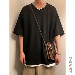 新款短袖男港风暖光夏季T恤休闲百搭假两件T恤男上衣TC3138-P30图片