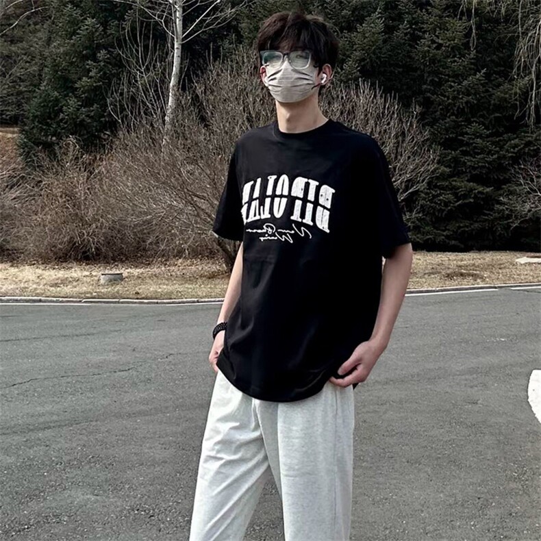 万针全刺绣工艺抖音得物高品质260克重磅纯棉双纱美式高街短袖T恤,男装T恤,电商A486