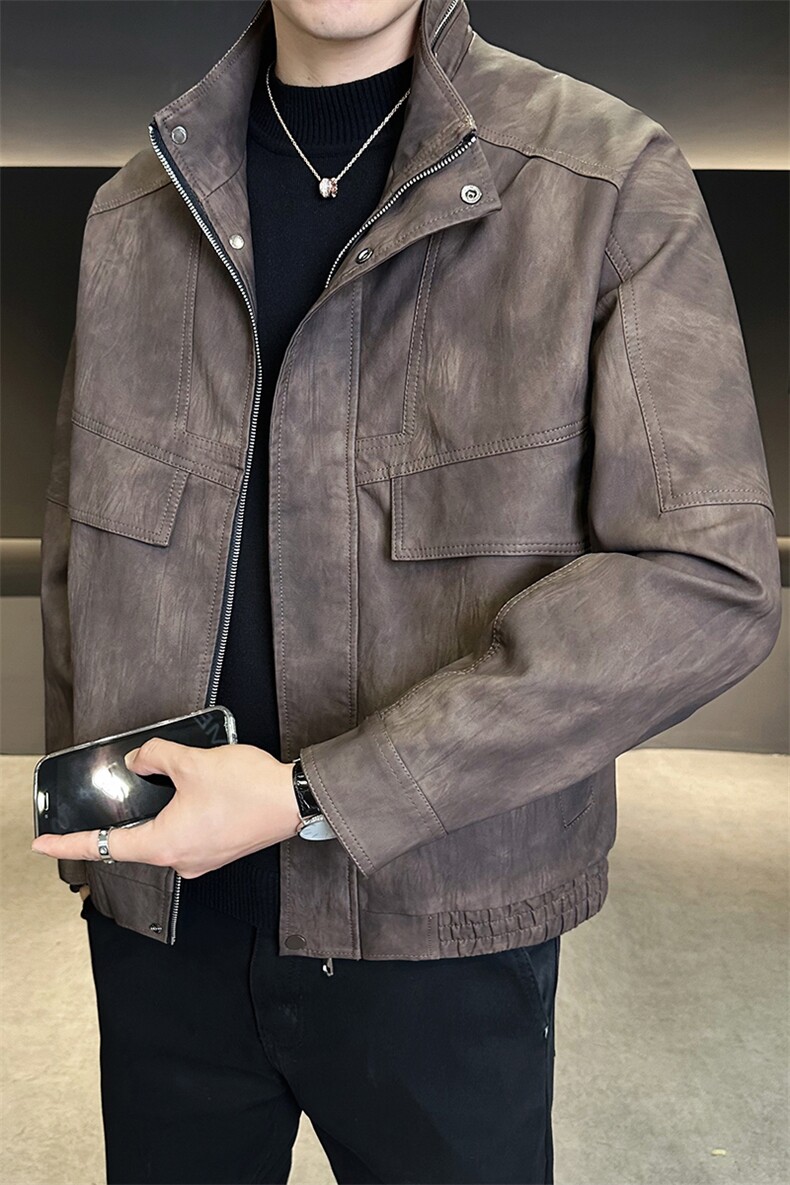 皮衣外套男秋季2025新款宽松潮流休闲皮夹克C317-J8805-P155,男装夹克,电商C317