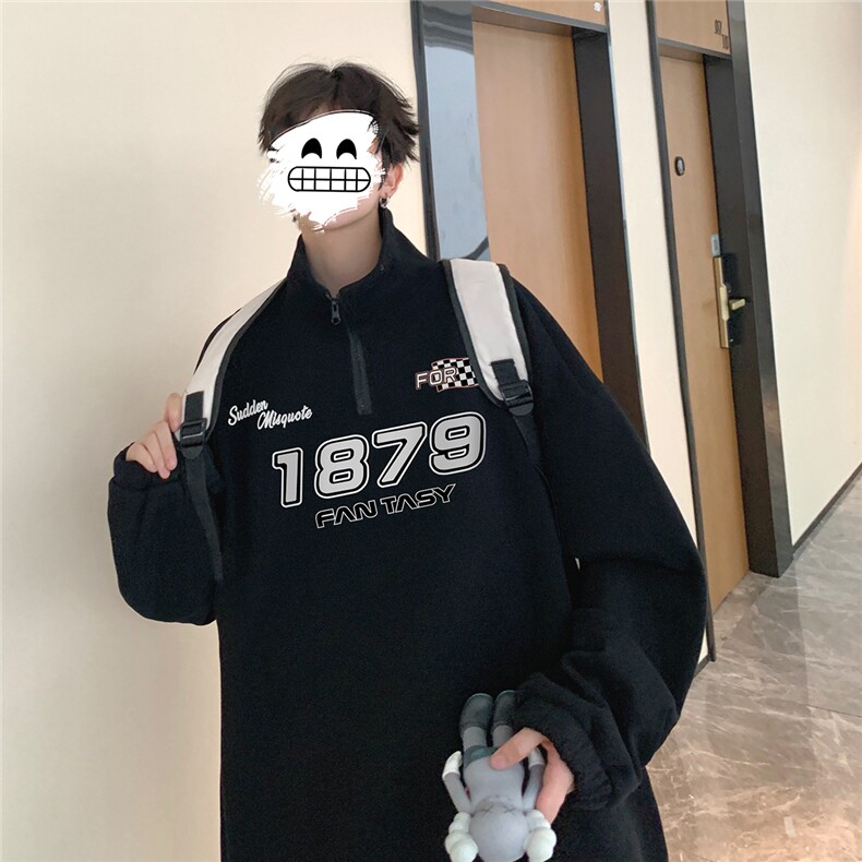 23春季ins潮时尚宽松半拉链翻领卫衣休闲百搭运动裤H101P110控158,男装休闲套装,电商A247