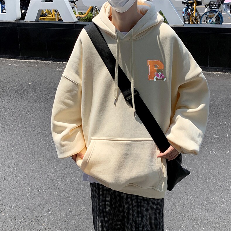 聚酯纤维日系宽松大码潮流男士卫衣连帽衫情侣装WY303P45限58,男装卫衣,电商A089-1