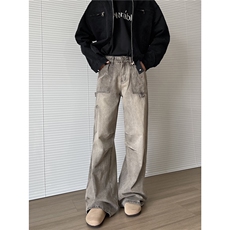 【现货】XZ612-K200-P65控89美式复古泼墨做旧微喇工装牛仔裤，男装牛仔裤，星座612