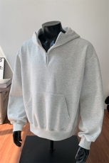 加绒奥粒绒连帽卫衣重磅无帽绳500克拉链硬挺外套男RH5305JR-P59，女装短外套，星座610B-1