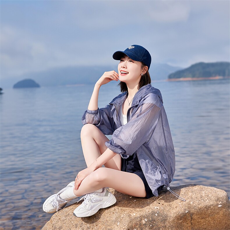 时尚防晒衣女开衫2025夏季新款宽松连帽防晒衫透气户外凉感薄外套,女装防晒衣,可可小西