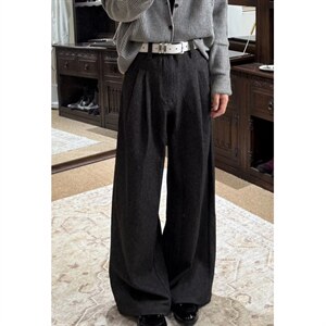 复古老钱风设计弯刀休闲裤男女宽松cleanfit垂感双褶西裤 XH241，男装西裤，星座1116A（原606A-3）