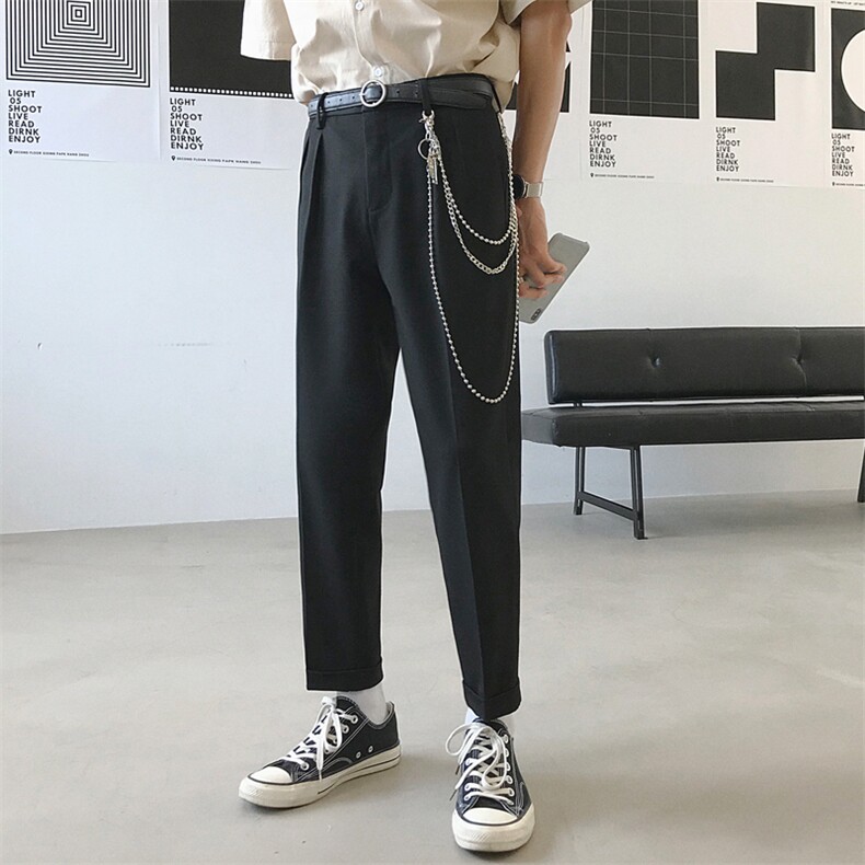 2021夏季薄款港风褶皱西裤男九分裤宽松垂感休闲裤A202K102P65,男装休闲裤,星座1311（原A202）