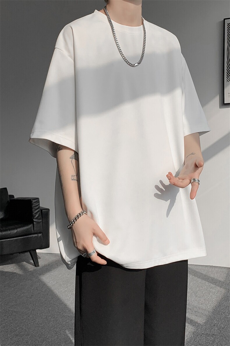 8XL-M高品质重磅棉光版纯色短袖T恤百搭款半截袖五分袖DX332特P23,男装T恤,电商D206-1
