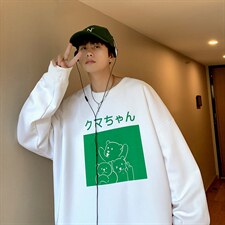 秋品340克抖音品质印花圆领卫衣宽松216-2-WY100-P40白色，男装卫衣，星座716-1