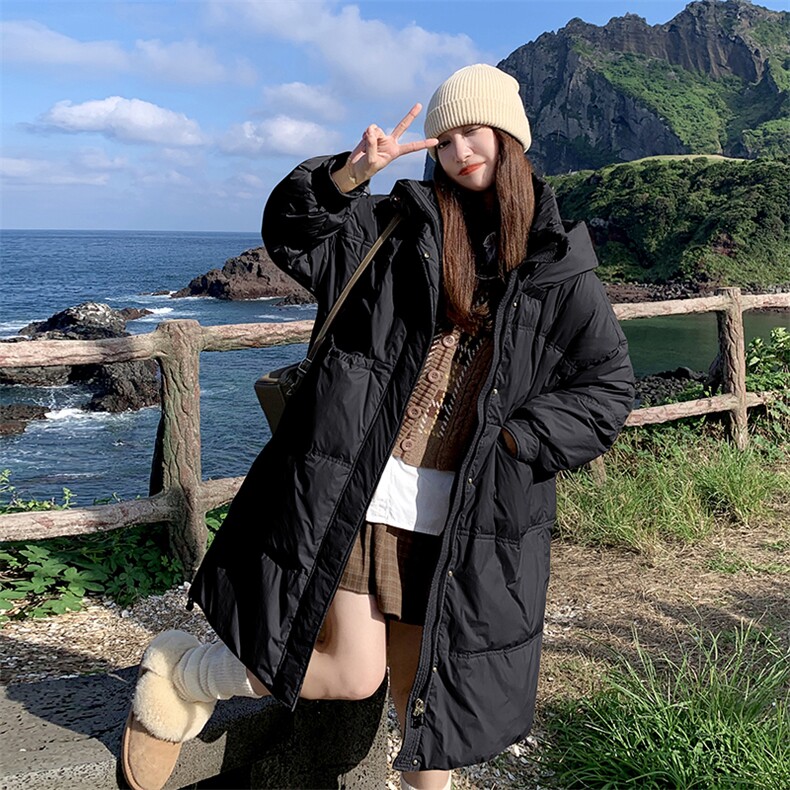 韩版学院风中长款羽绒服女2025年冬季新款加厚显瘦减龄白鸭绒外套,女装羽绒服,浙宝285（原212）