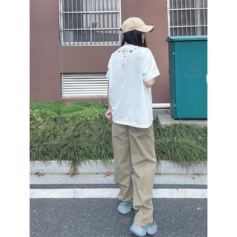 M554-P35花朵项链刺绣短袖T恤男女新款潮牌街头美式上衣,男装T恤,星座617A-1（原B318A）