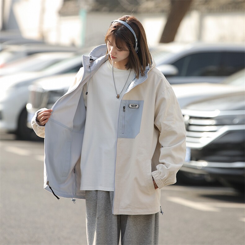 815A-JK92832-P75特美式两面穿外套秋装冲锋衣休闲夹克女中性风,男装夹克,星座815A