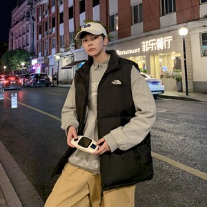 有版权现货刺绣立领宽松外套马甲时尚男款韩版羽绒服MJ02P65控98图片