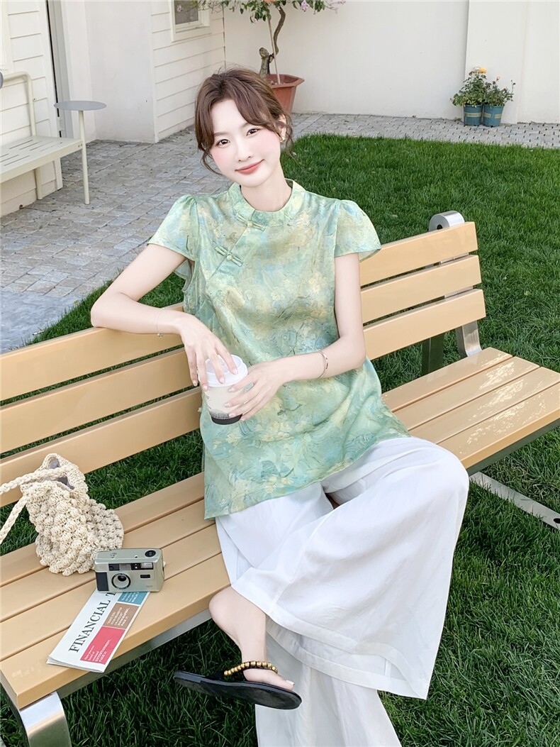 2026年夏季复古风两件套宽松型印花透气时尚潮流,女装套装/套裙,秀美人生