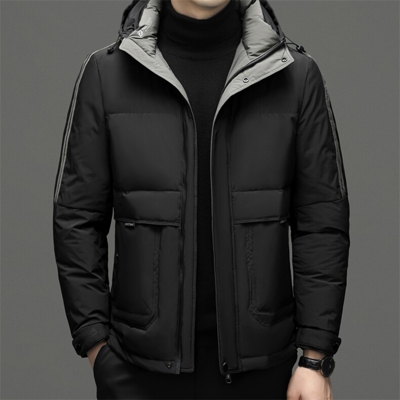 冬季新款男士连帽商务休闲羽绒服爸爸装中年厚款保暖外套男装上衣,男装羽绒服,电商B212（原钱塘6029）