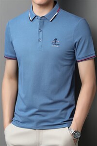 中青年夏季2022薄款男士短袖POLO衫透气时髦商务潮流半袖上衣P49图片
