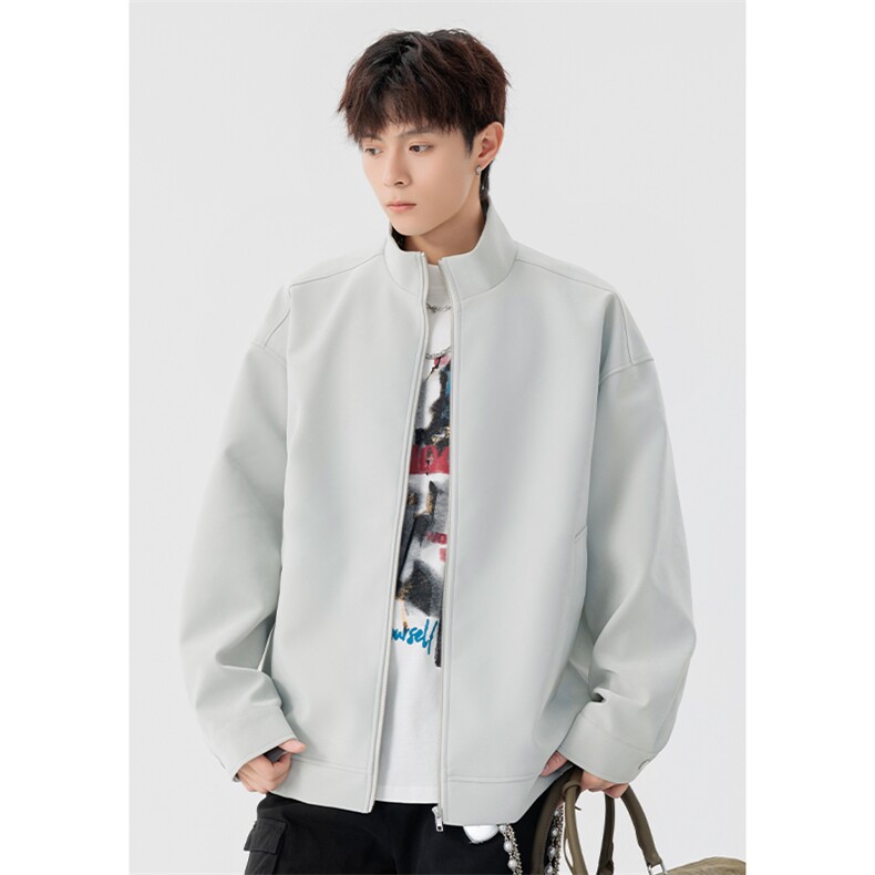 特批P80无差价秋季cleanfitPU皮扎染大码夹克机车皮衣外套男J5230，男装皮衣，电商A001