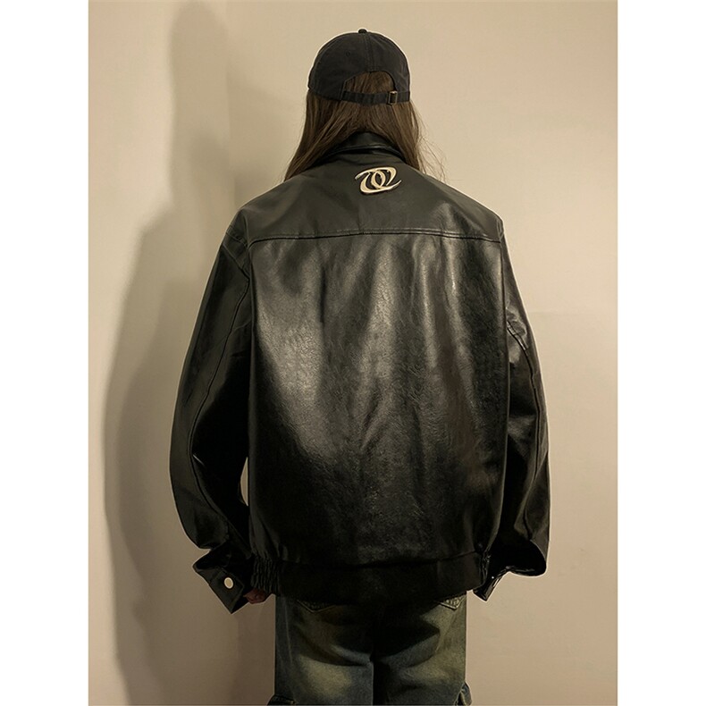 1中性工装情侣女潮机车皮夹克大码M-5XL外套男JK77869P85控138,女装短外套,星座226-2