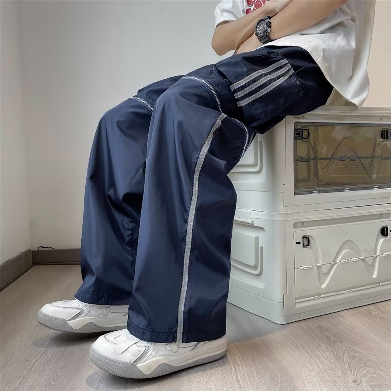 休闲裤男韩版潮流可拆高街帅气2024夏季新款ins宽松长裤GK919-P60图片