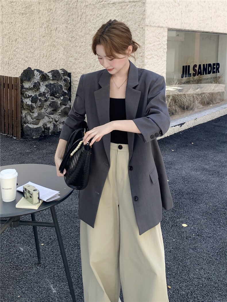 210-3283-P145-k208韩版灰色休闲西装2025年秋季,女装西装,浙宝210（原浙宝191）