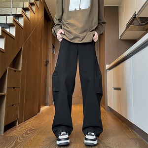 春秋季设计感弯刀裤工装裤子男美式高街西裤阔腿直筒裤KZ009P58图片
