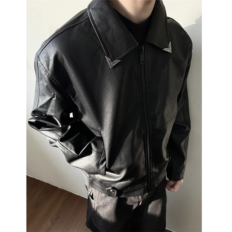 2025美式春男装油蜡UV裂纹肌理夹克复古PU皮衣外套男女W6502-P73,男装夹克,星座412-1