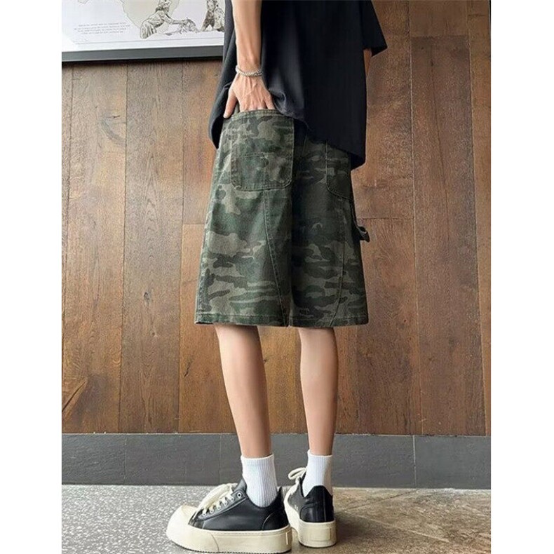 夏季迷彩工装牛仔短裤宽松休闲青少年小众解构五分中裤D101,男装牛仔裤,星座1116A（原606A-3）