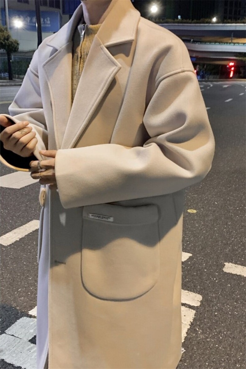 秋冬中长款毛呢大衣男韩系高级感英伦风衣外套812-F635-P128控158,男装风衣,星座812